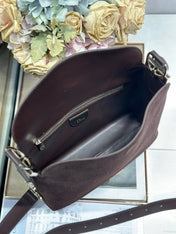 DIOR 26S DIORLY BAG 28 IN DARK BROWN SUEDE