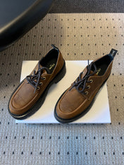 CELINE 26S LACE-UP LOAFERS IN DARK BROWN CALFSKIN