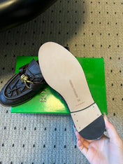 BOTTEGA VENETA 26S LOAFERS IN CHOCOLATE BROWN LAMBSKIN WITH GOLD HARDWARE