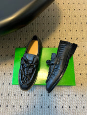 BOTTEGA VENETA 26S LOAFERS IN BLACK LAMBSKIN