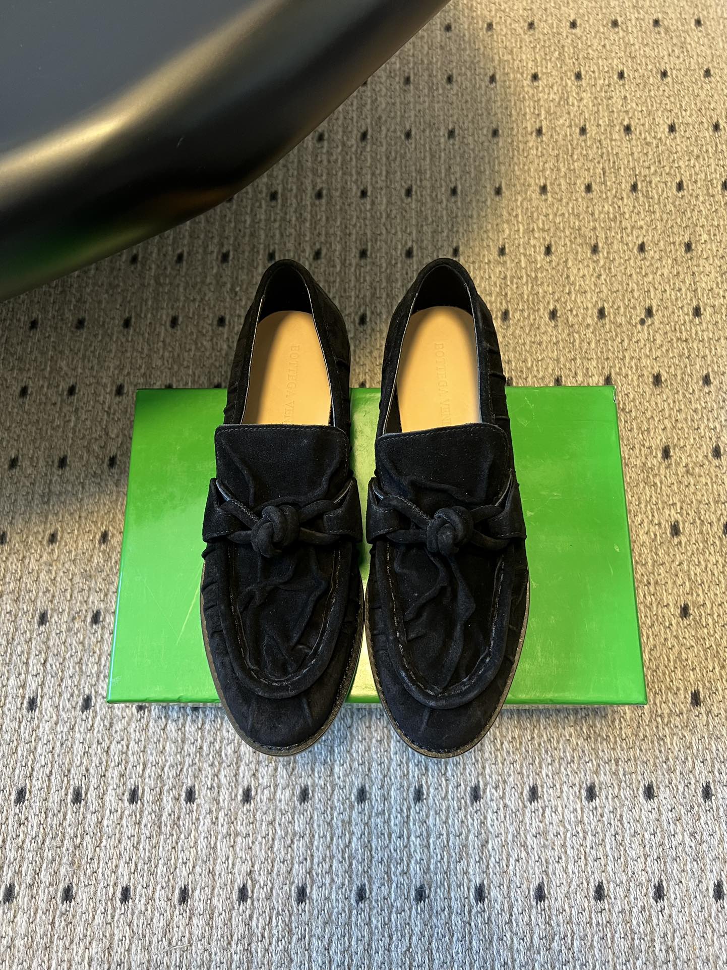 BOTTEGA VENETA 26S LOAFERS IN BLACK SUEDE