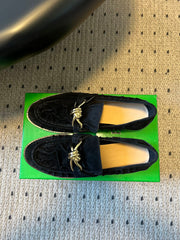 BOTTEGA VENETA 26S LOAFERS IN BLACK SUEDE WITH GOLD HARDWARE