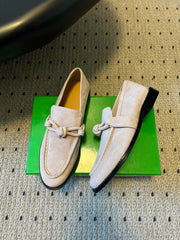 BOTTEGA VENETA 26S LOAFERS IN LIGHT BEIGE SUEDE