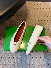 BOTTEGA VENETA 26S ESPADRILLE BALLET FLATS IN WHITE LAMBSKIN