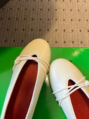 BOTTEGA VENETA 26S ESPADRILLE BALLET FLATS IN WHITE LAMBSKIN