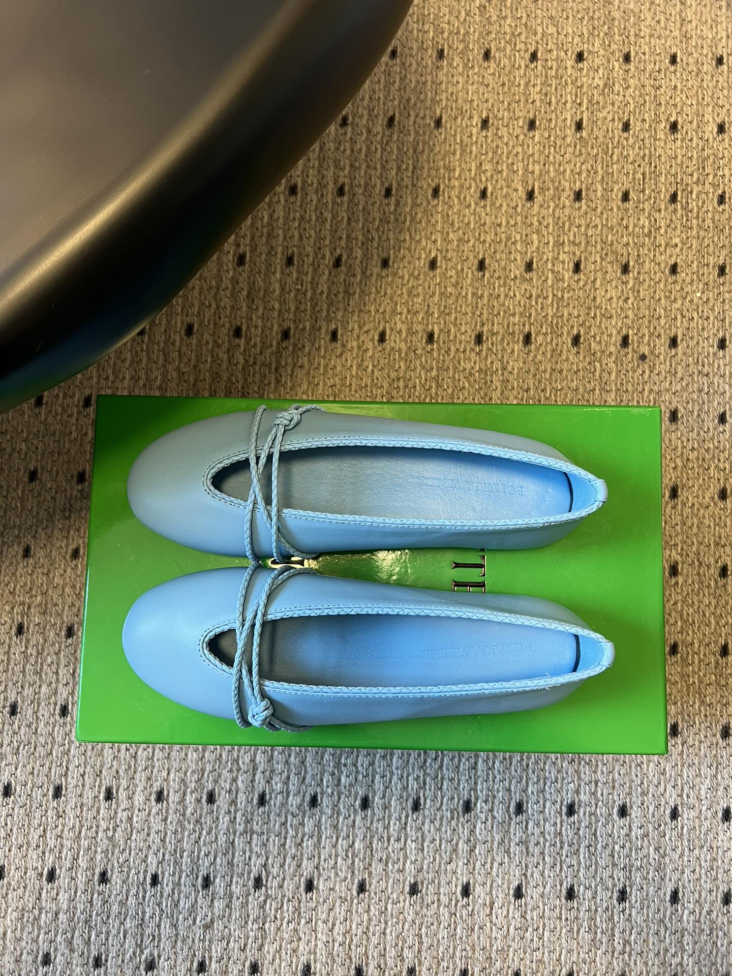 BOTTEGA VENETA 26S ESPADRILLE BALLET FLATS IN BLUE LAMBSKIN