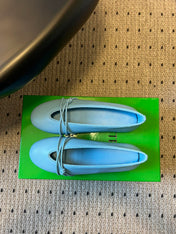 BOTTEGA VENETA 26S ESPADRILLE BALLET FLATS IN BLUE LAMBSKIN