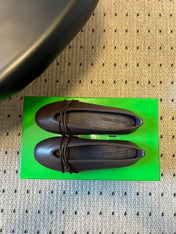 BOTTEGA VENETA 26S ESPADRILLE BALLET FLATS IN DARK BROWN LAMBSKIN