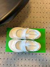 BOTTEGA VENETA 26S MARY JANE SNEAKER IN WHITE SUEDE AND FABRIC