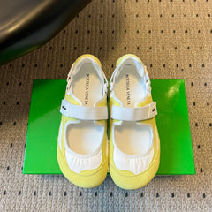 BOTTEGA VENETA 26S MARY JANE SNEAKER IN YELLOW SUEDE AND WHITE FABRIC