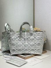 DIOR 26S TOUJOURS BAG 37 IN SILVER CALFSKIN