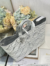 DIOR 26S TOUJOURS BAG 37 IN SILVER CALFSKIN