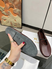 THE ROW 26S BALLET FLATS IN DARK BROWN CALFSKIN