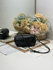 DIOR 26S BOW POUCH BAG 20 IN BLACK LAMBSKIN