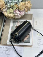 DIOR 26S BOW POUCH BAG 20 IN BLACK LAMBSKIN
