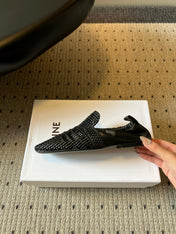 CELINE 26S LOAFERS IN BLACK WOVEN LAMBSKIN