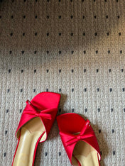 DIOR 26S OBLIQUE BOW MULE IN RED SATIN