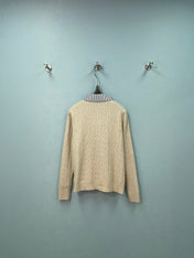 MIUMIU 26S SHIRT-COLLAR CABLE-KNIT CARDIGAN 1391