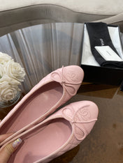 BALLET FLATS PINK QUILTED LAMBSKIN