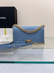 BOY BAG MEDIUM 25 CLOUD BLUE CAVIAR GOLD HARDWARE