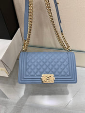 BOY BAG MEDIUM 25 CLOUD BLUE CAVIAR GOLD HARDWARE