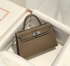 HM KELLY MINI 20 ETOUPE EPSOM SILVER HARDWARE