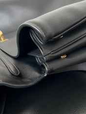 RODEO MEDIUM BAG 35 IN BLACK SMOOTH CALFSKIN GOLD HARDWARE