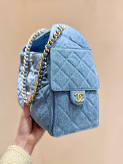 CC 25 HANDBAG IN BLUE 30 DENIM GOLD HARDWARE