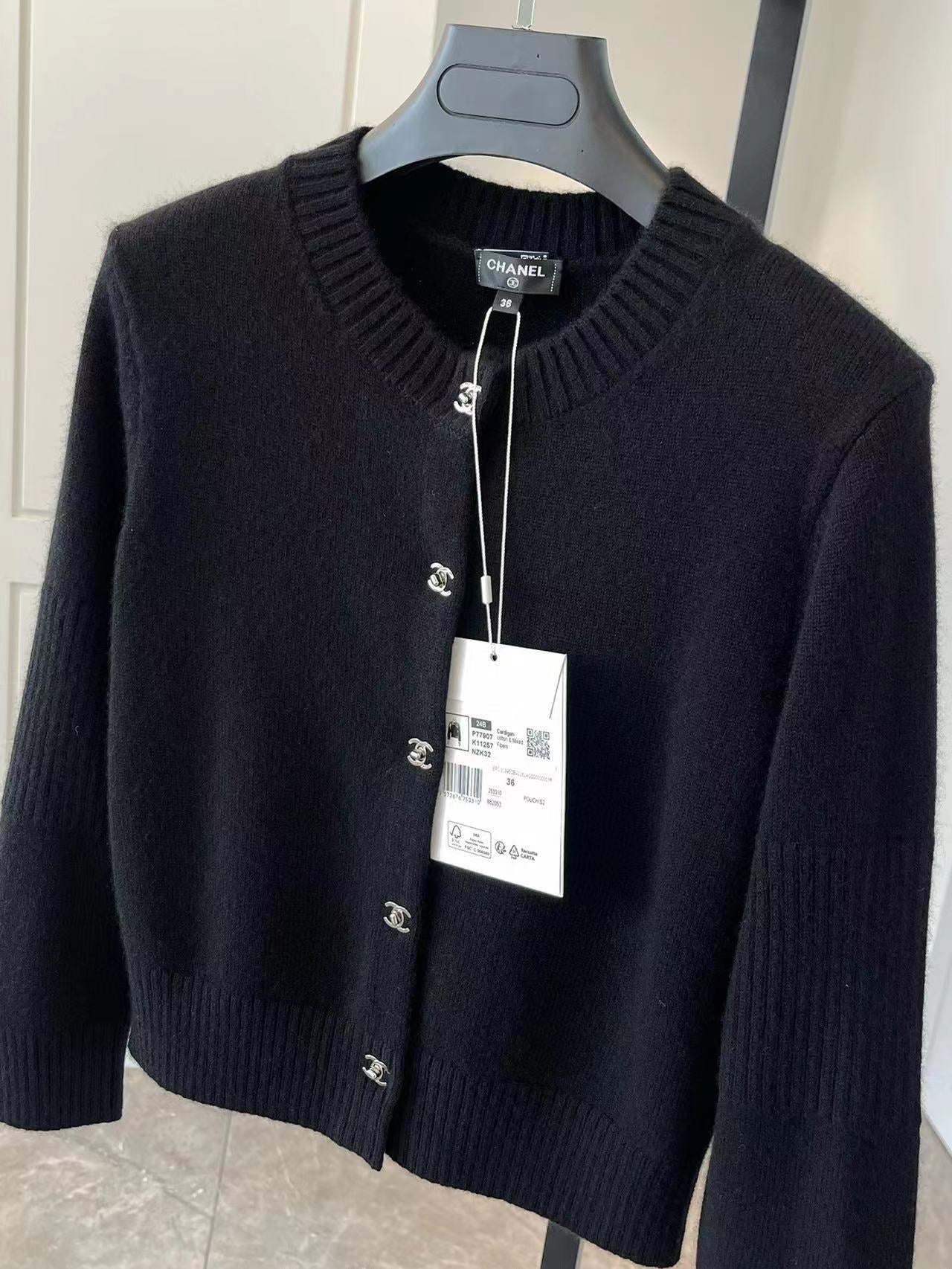 Chanel Black Cashmere Knitted Cardigan