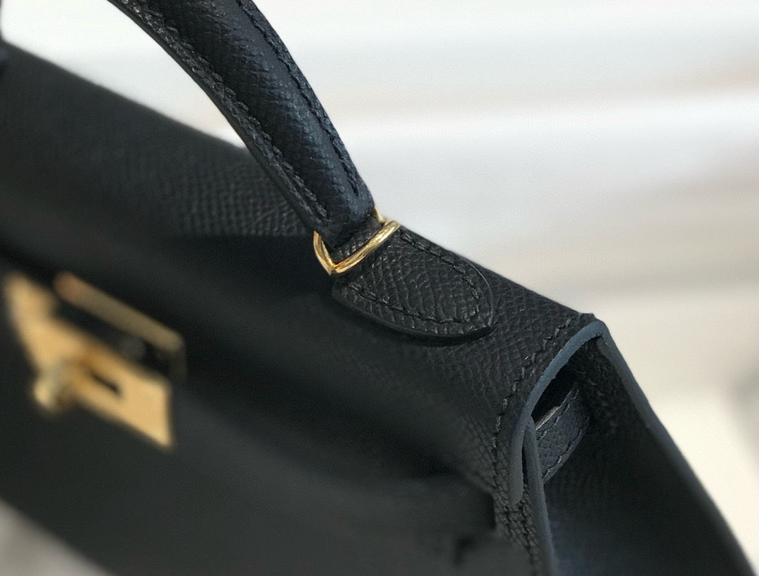 HM KELLY MINI 19 BLACK EPSOM CALFSKIN GOLD HARDWARE