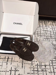 SLINGBACK LOAFER IN BROWN SUEDE AND SHEARLING