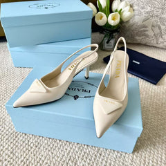 PRA SLINGBACK PUMPS IN CREAM CALFSKIN