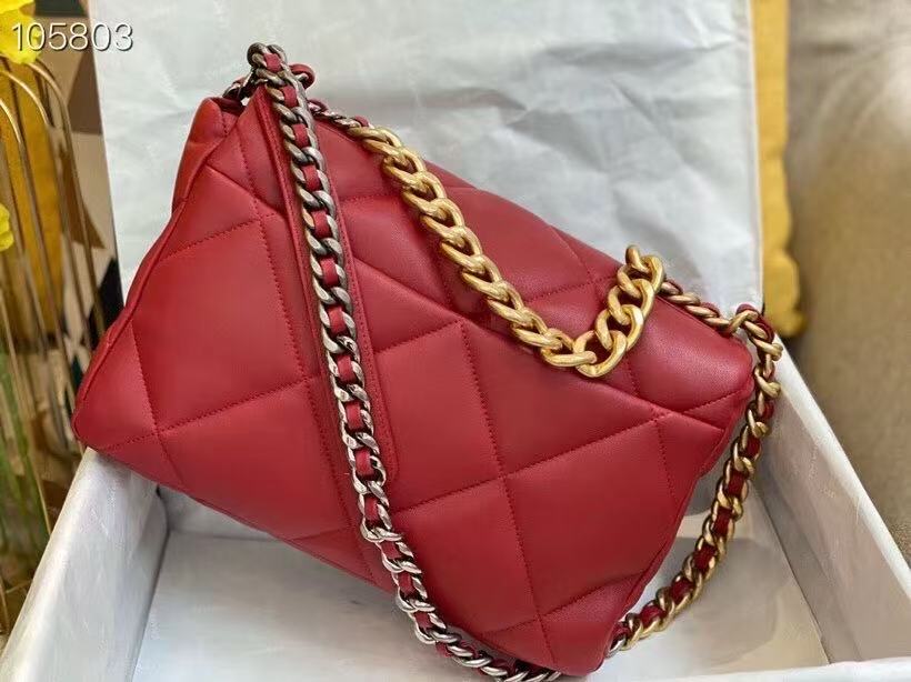 CC19 FLAP BAG 30 IN RED GOATSKIN