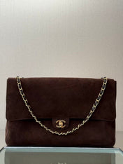 CHANEL 26 CLASSIC FLAP IN BROWN SUEDE 30726