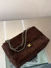 CHANEL 26 CLASSIC FLAP IN BROWN SUEDE 30726