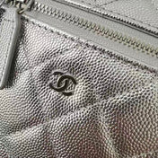 CHANEL 26S QUILTED VANITY CASE IN SILVER CAVIAR