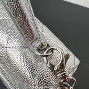 CHANEL 26S QUILTED VANITY CASE IN SILVER CAVIAR