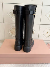 MIU MIU 26S KNEE-HIGH RIDING BOOTS IN BLACK CALFSKIN