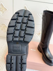 MIU MIU 26S KNEE-HIGH RIDING BOOTS IN BLACK CALFSKIN