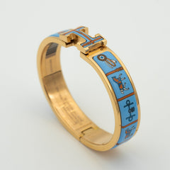 H GOLD BRACELET BLUE CERAMIC