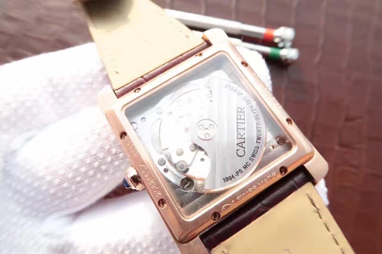 TANK MC ROSE GOLD 41 BROWN LEATHER STRAP
