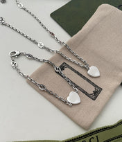 GG HEARTS STERLING SILVER RED ENAMEL PENDANT NECKLACE