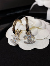 DOUBLE C GOLD DIAMOND EARRINGS