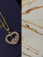 HAPPY HEART NECKLACE PINK GOLD DIAMOND