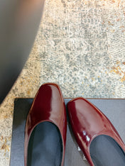 YSL 26S FLAT MULES IN DARK RED CALFSKIN