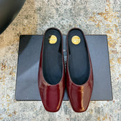 YSL 26S FLAT MULES IN DARK RED CALFSKIN