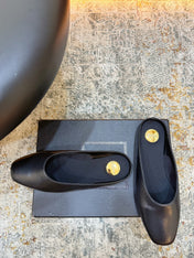 YSL 26S FLAT MULES IN BLACK CALFSKIN