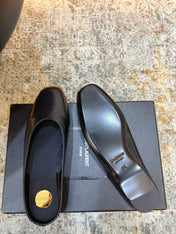YSL 26S FLAT MULES IN BLACK CALFSKIN
