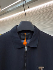 PRADA 26S LONG-SLEEVE ZIP POLO SHIRT 1109