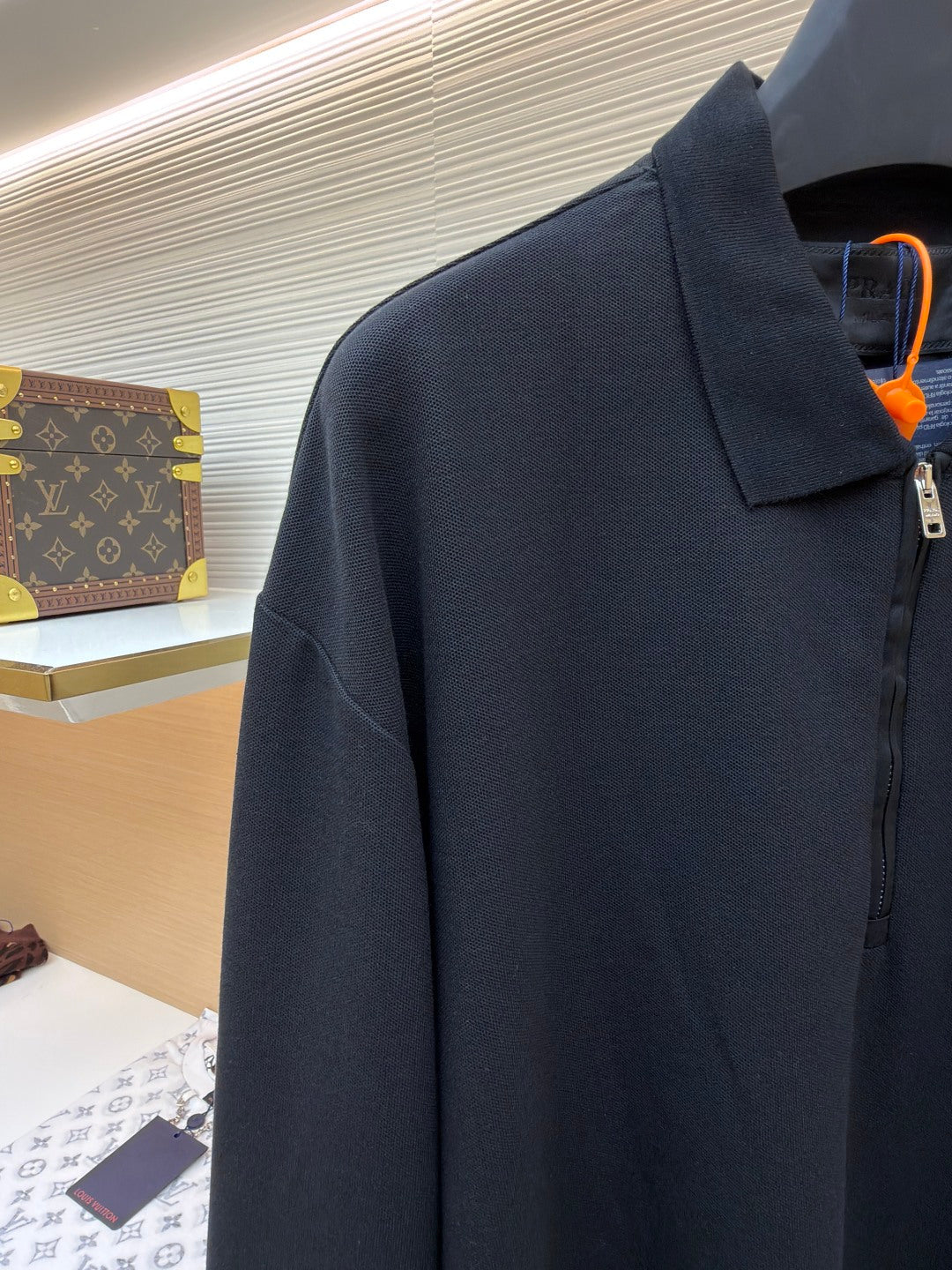 PRADA 26S LONG-SLEEVE ZIP POLO SHIRT 1109